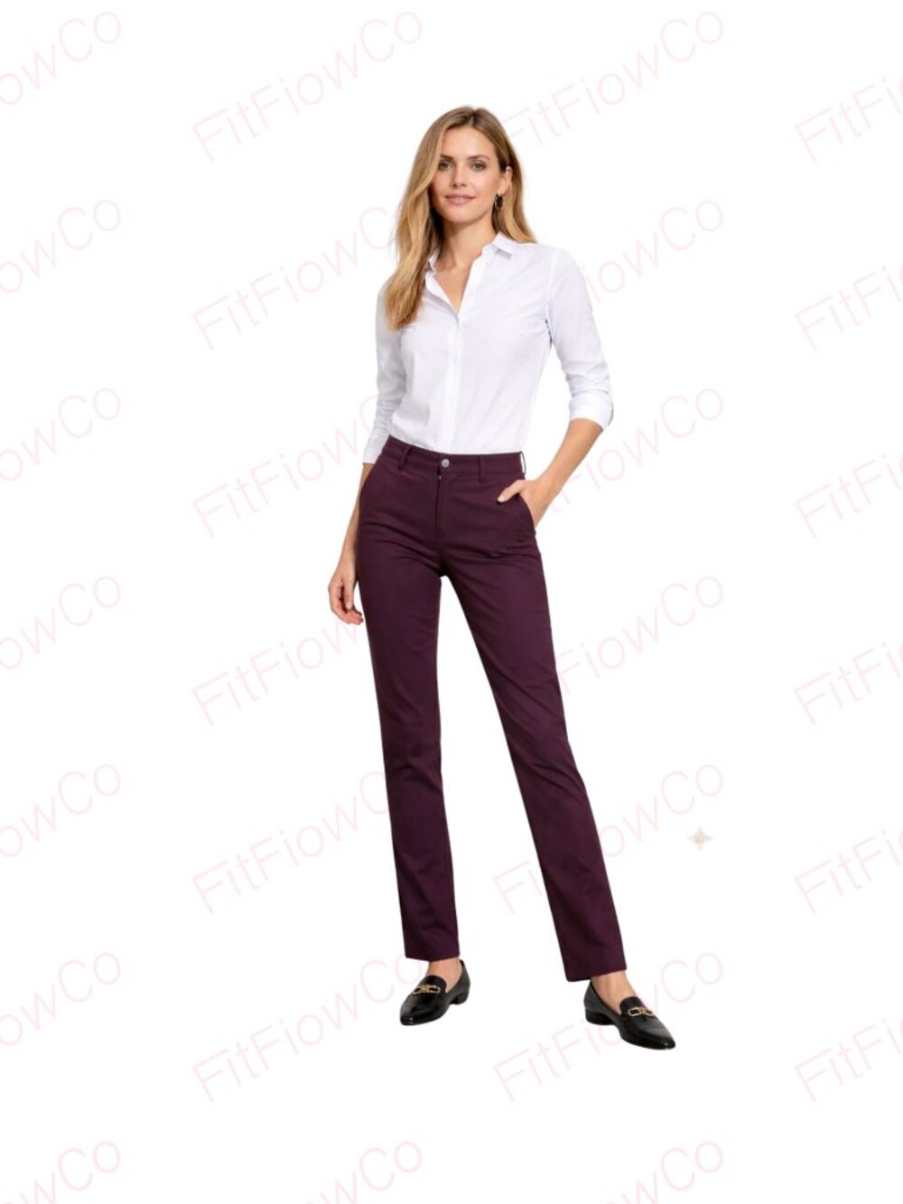 Tommy Hilfiger Slimming Pocket Pants Sz 6 Burgundy Stretch Chino Straight Leg